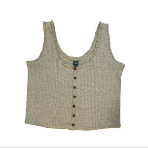 Target Wild Fable Grey Ruffled Crop Button Top